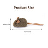 Jouet de souris gris simulé et duveteux pour chats, dimensions 4.5cm x 14cm.