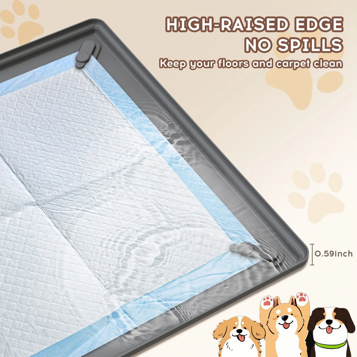 Wall-Mounted Dog Urine Pad with Silicone Splash Guard