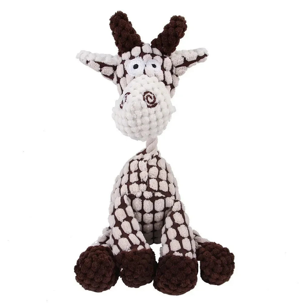 Corduroy Squeaky Plush Dog Toy - Bite-Resistant Animal Shapes