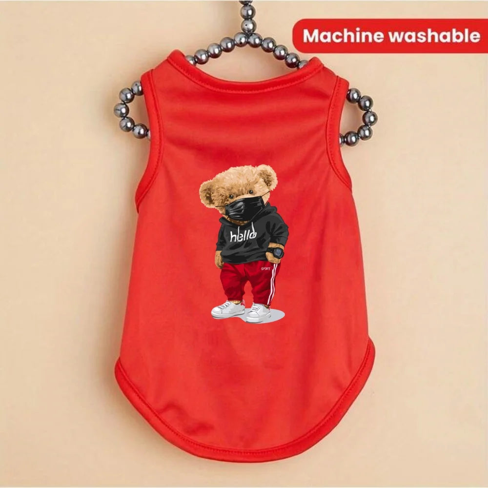 Printed Sleeveless Pet Vest for Cats and Dogs