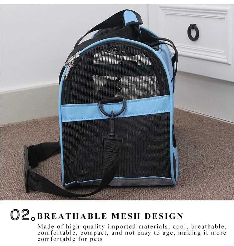 Portable Mesh Pet Carrier Bag for Cats & Small Dogs