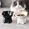 Elegant Elevated Pet Bowls Set - Anti-Slip, Wide Base (Black / White)
