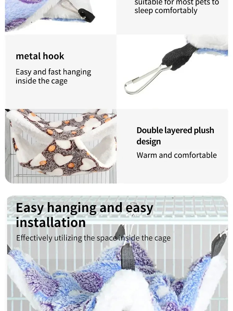 Cozy Plush Pet Hammock for Small Animals