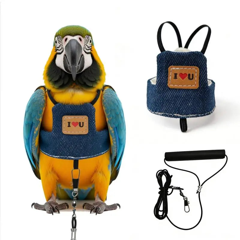 Adjustable Parrot Flying Harness with Leash for Small to Medium Birds