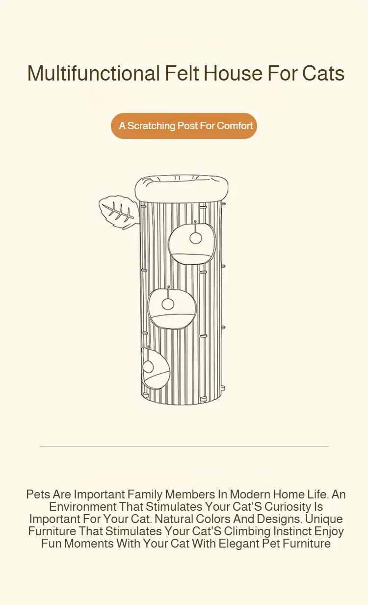 بيت قطط مغلق شتوي مع فتحة شجرة ولوح خدش متعدد الطبقات