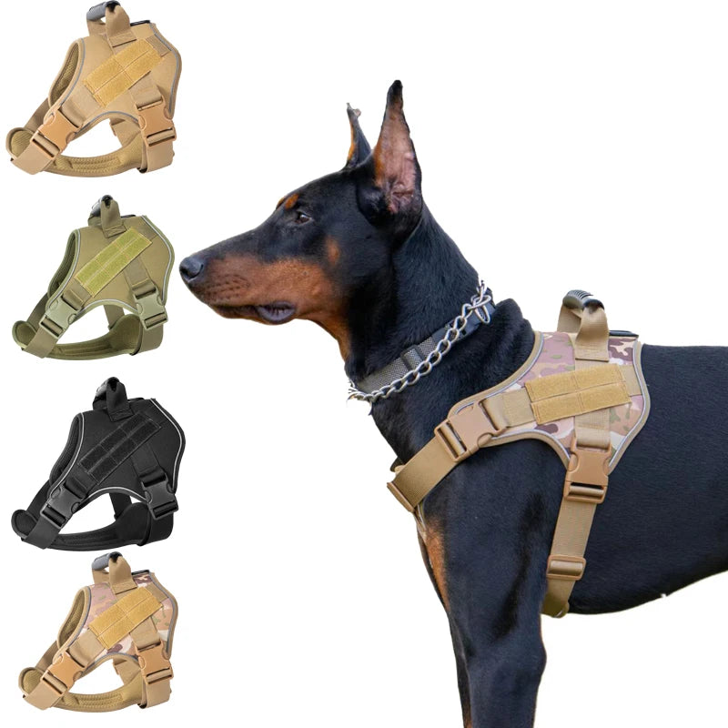 Tactical Dog Harness with Reflective Strips for Training and Outdoor Adventures