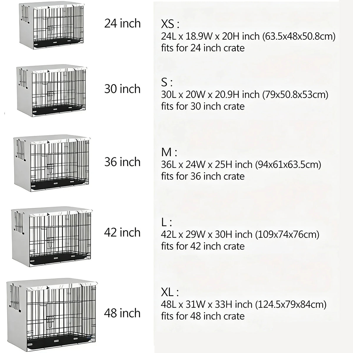 Heavy Duty Dog Crate Cover for 42-Inch Wire Kennels – Black