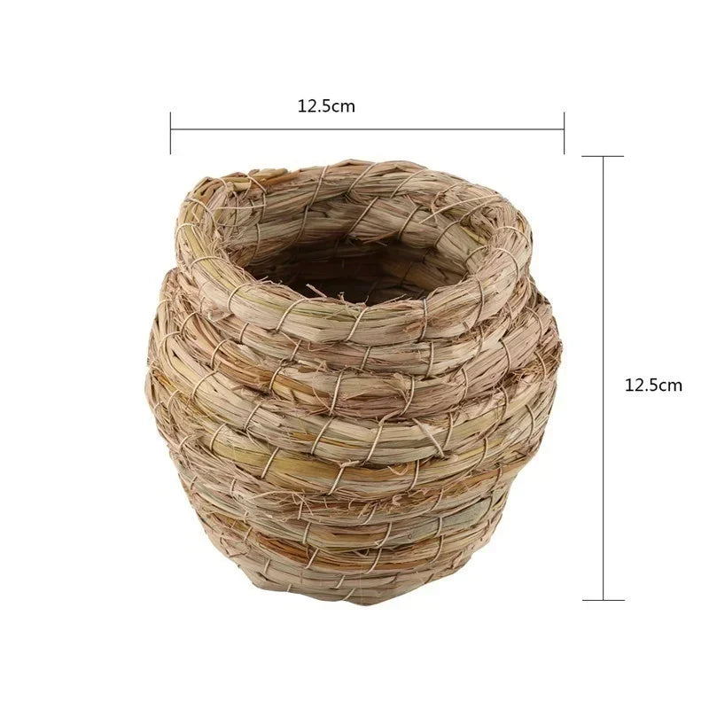 Nid d'oiseau en paille naturelle tissé à la main, diamètre de 12,5 cm