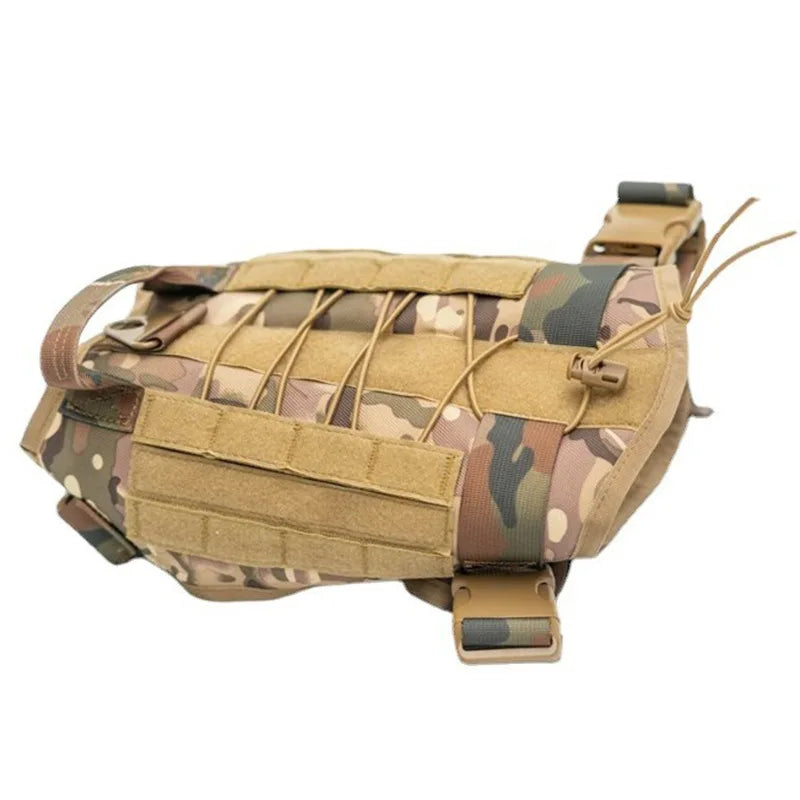Tactical dog harness with adjustable vest designed for training.