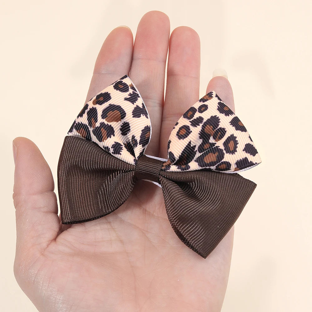 Leopard Bow Hair Clips for Girls - Set of 2