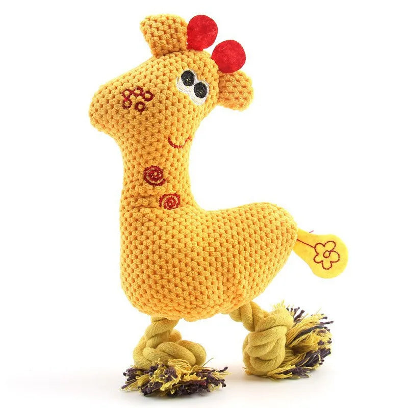 Plush Bone Squeaky Dog Toy for Teething and Play
