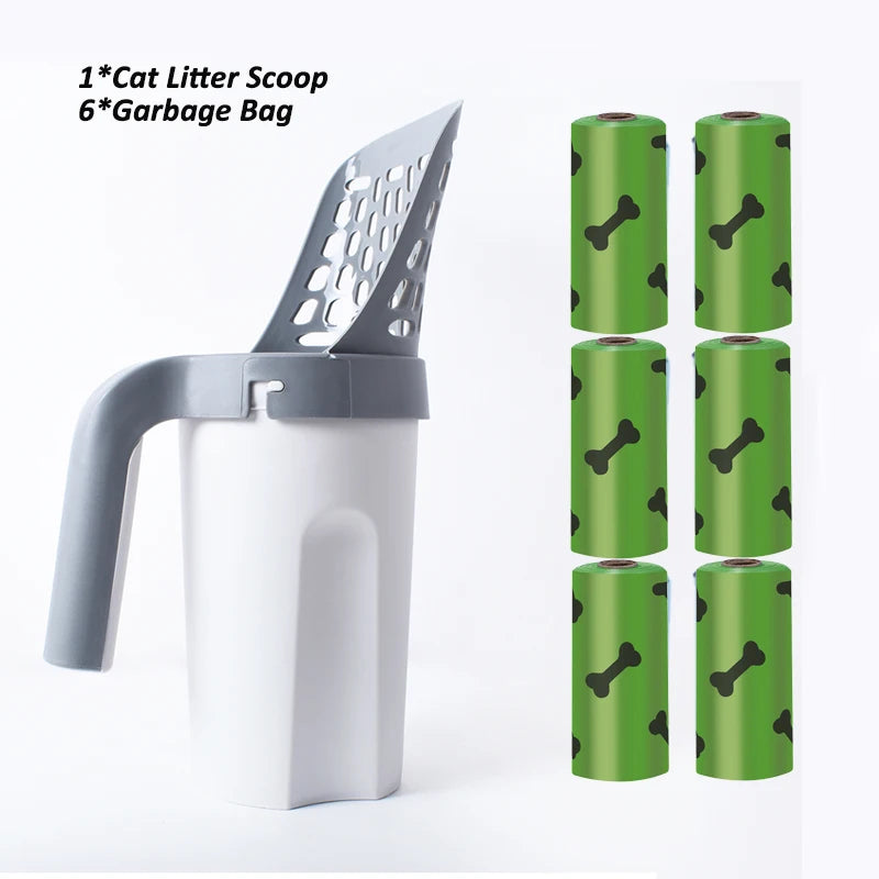 Cat Litter Scoop with Integrated Waste Bag Holder