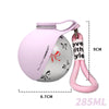 Pink portable stainless steel dog water dispenser with a loop for travel