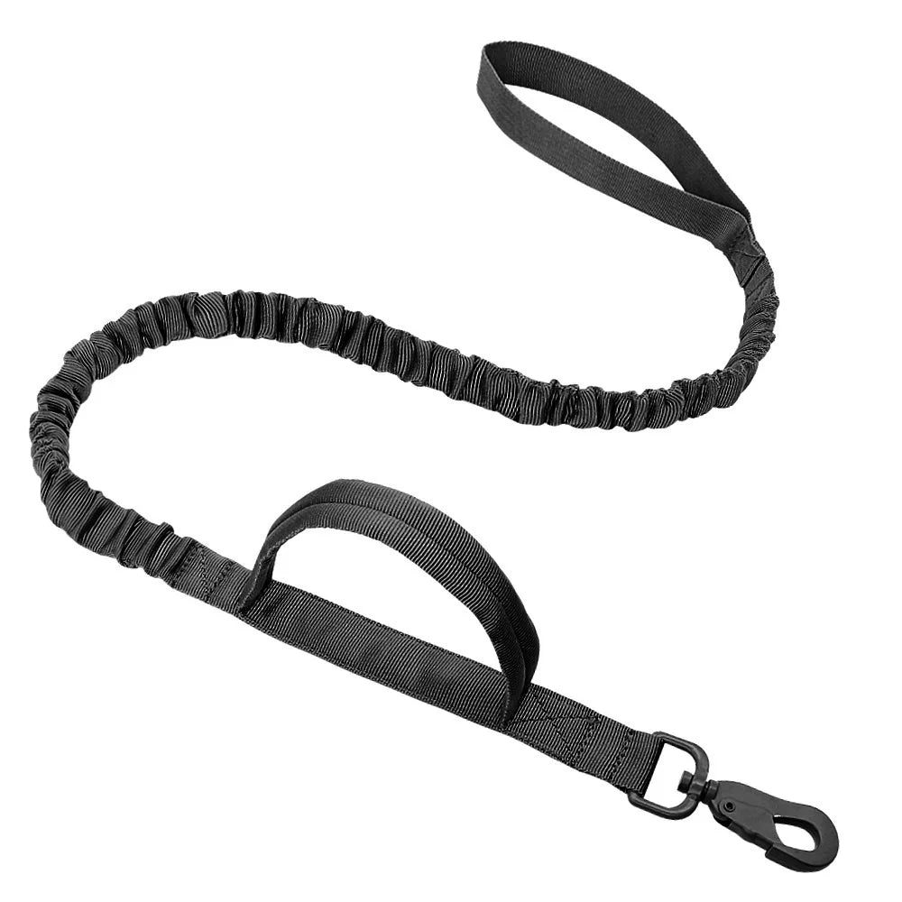 Tactical Dog Leash with Dual Handles and Shock-Absorbing Bungee