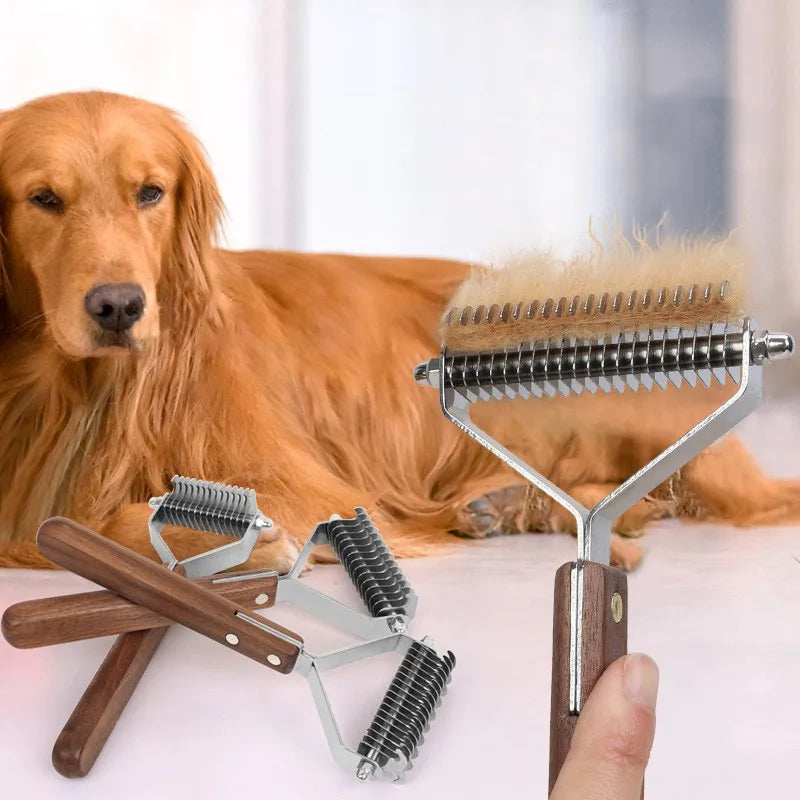 Double-Sided Wooden Pet Grooming Comb