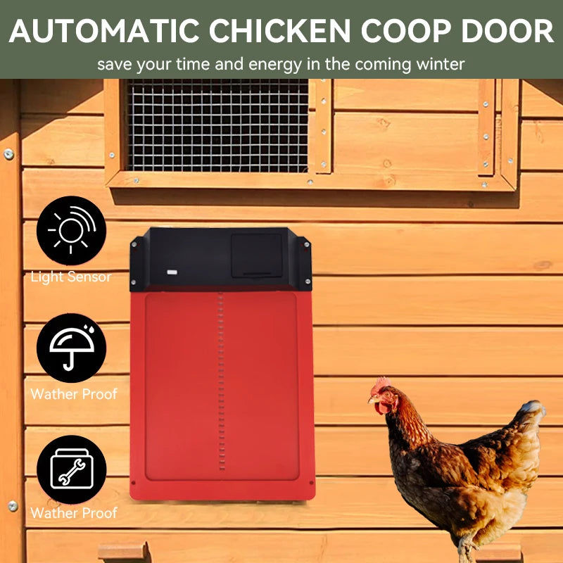 Battery-Powered Automatic Chicken Coop Door Opener with Light Sensor