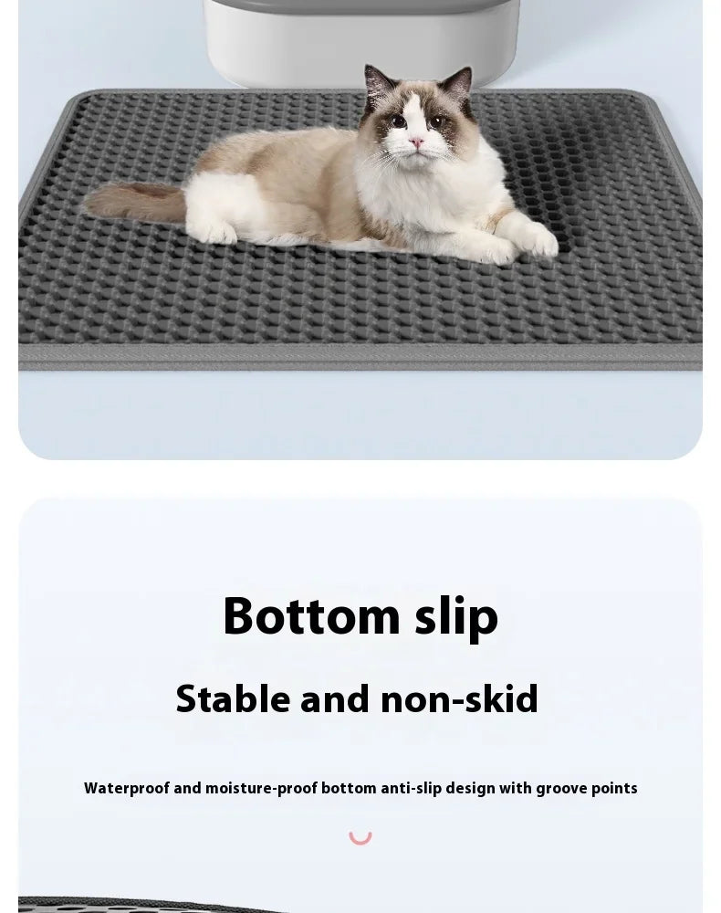 Double-Layer Waterproof Cat Litter Mat with Non-Slip Base