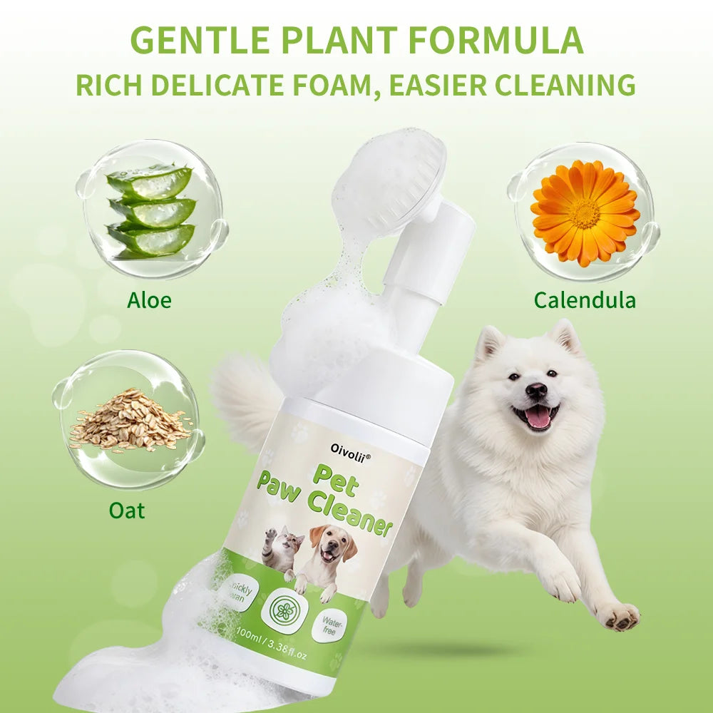 Waterless Paw Foam Cleaner with Built-In Silicone Brush