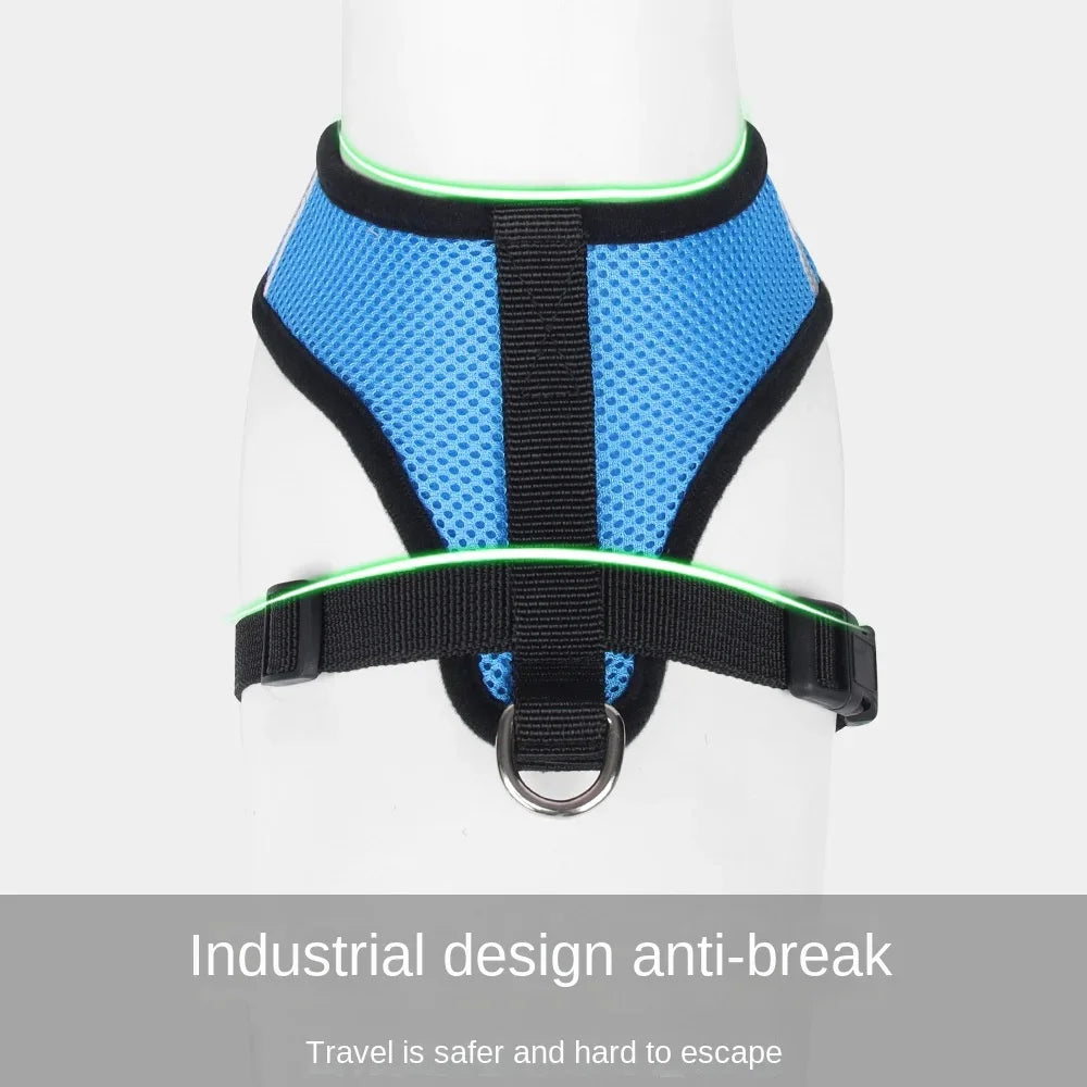 Adjustable Breathable Mesh Dog & Cat Harness with Leash