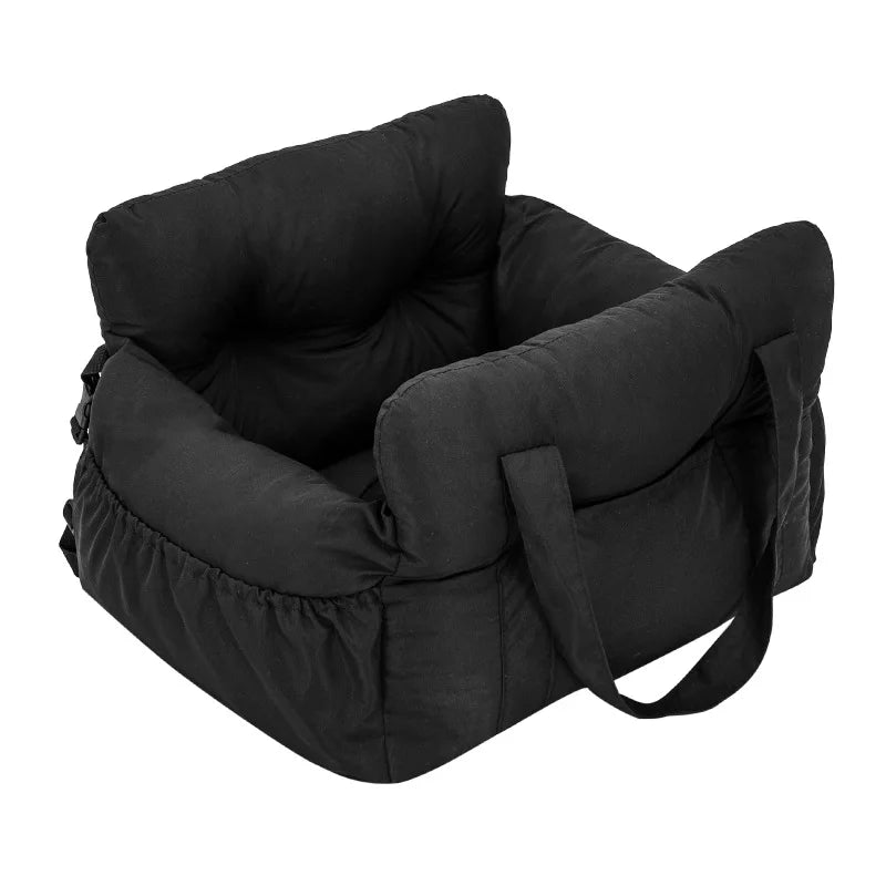 Dog Car Seat with Safety Belt – Non-Slip, Washable Travel Bed for Small Dogs