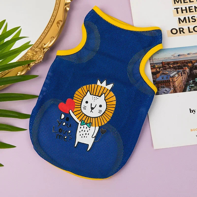 Breathable Mesh Pet Vest with Cute Cartoon Print