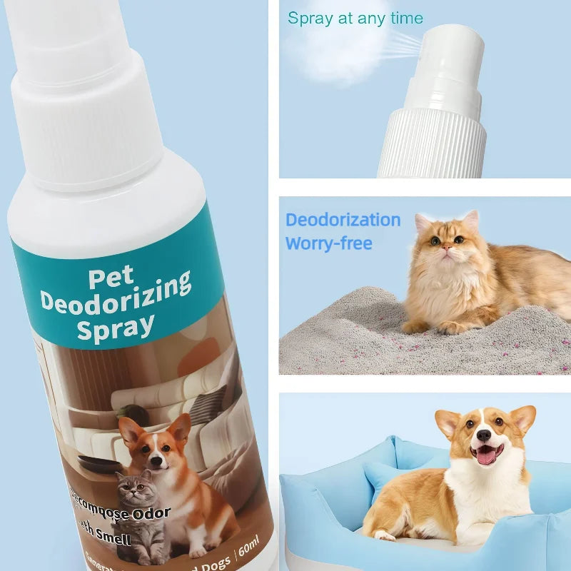 Pet Deodorizing Spray for Dogs & Cats – 60ml Odor Remover