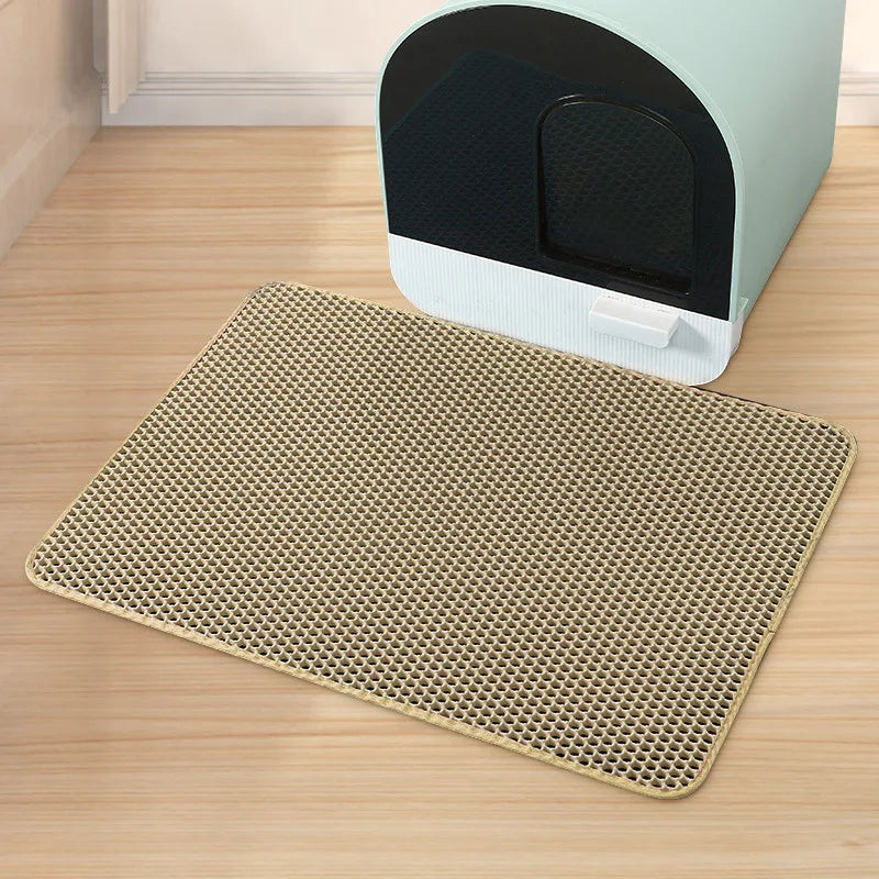 Double-Layer Waterproof Cat Litter Mat with Honeycomb Design