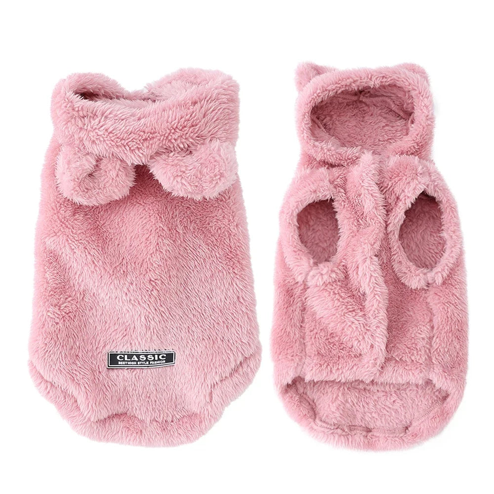 Cozy Fleece Dog Hoodie for Small and Medium Breeds