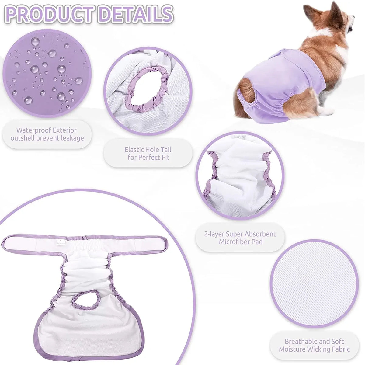 Reusable Female Dog Diapers with Leakproof Protection