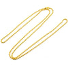 A set of gold and silver plated ball necklaces laid out on a white background.