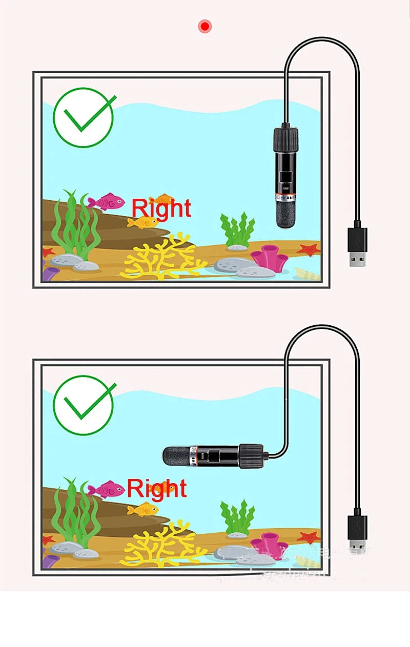 USB Mini Aquarium Heater 26°C for Small Tanks