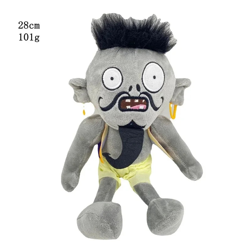 A gray plush toy of the Plants vs. Zombies Gargantuar with large eyes and a black mouth.