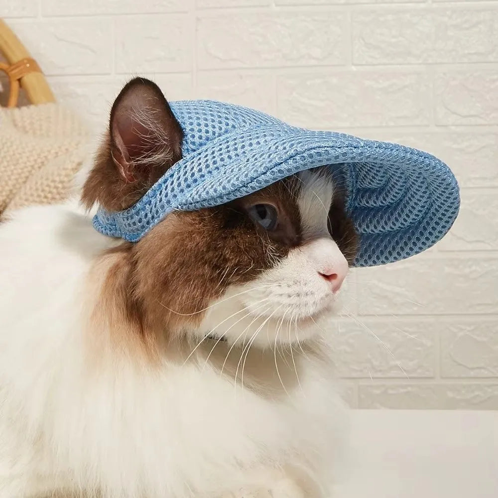 Breathable Pet Sun Hat with Ear Holes and Adjustable Strap