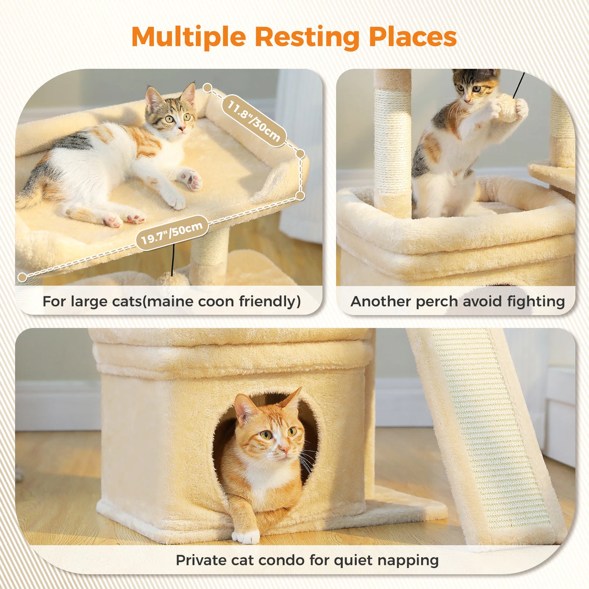 Compact Cat Tree Tower with Sisal Scratching Posts and Cozy Perches