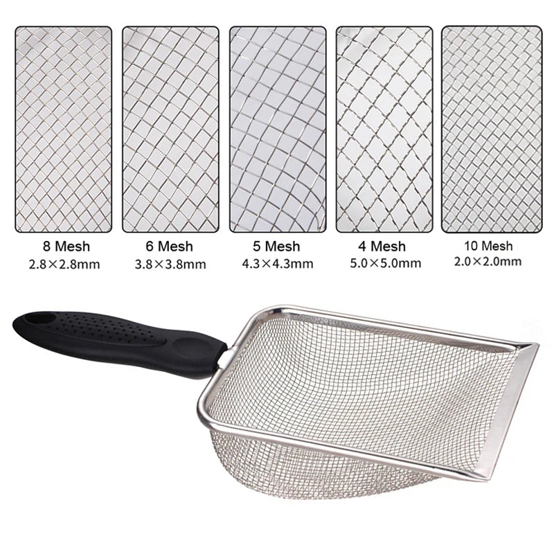 Stainless Steel Mesh Scoop for Reptile Terrariums and Cat Litter