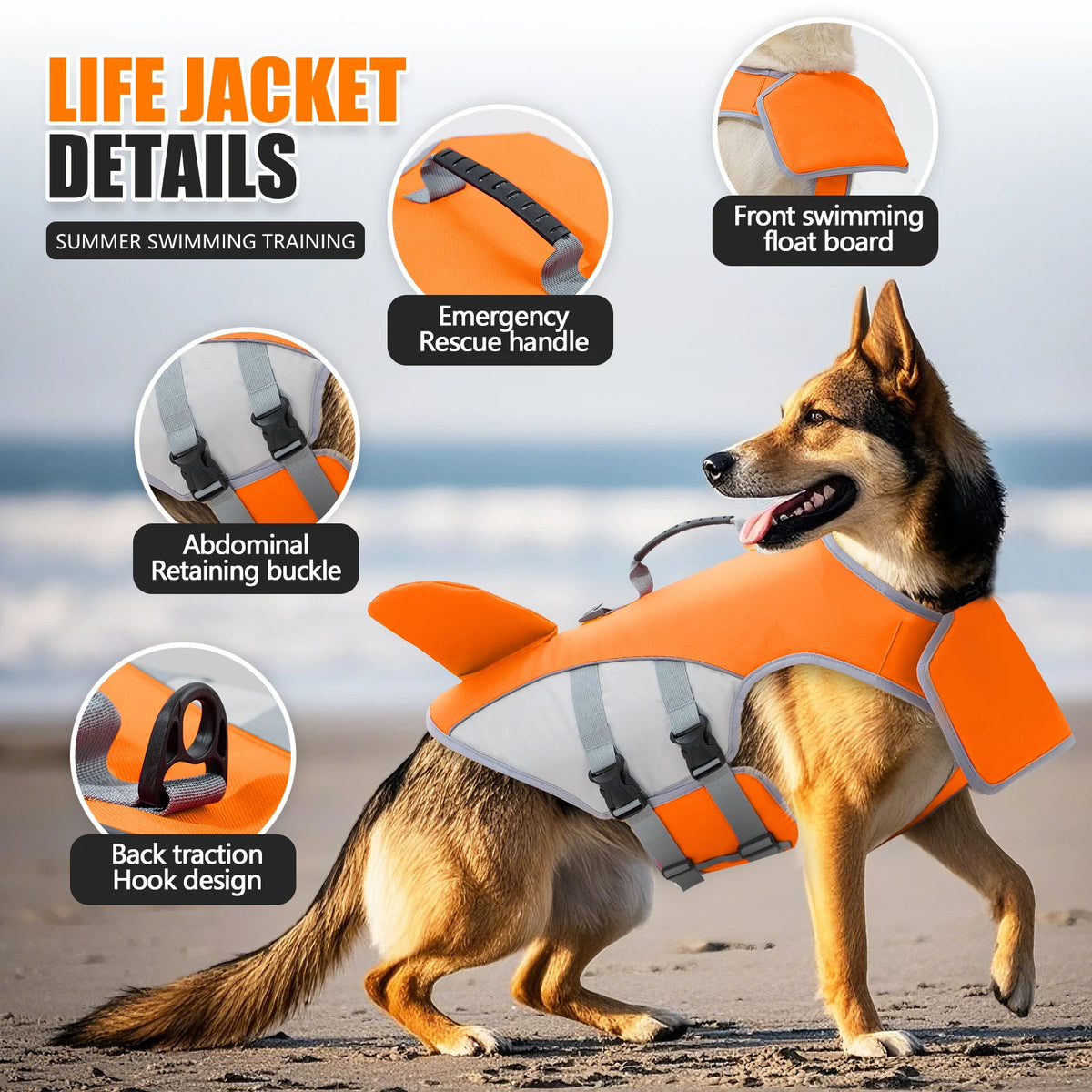 Adjustable Dog Life Vest for Swimming and Water Safety