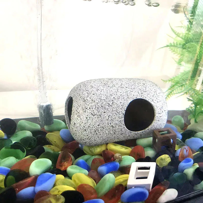 Ceramic Aquarium Cave Decor for Cichlids & Shrimp