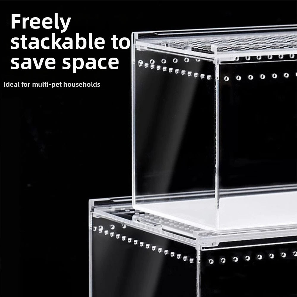 Acrylic Reptile Terrarium with Ventilation and Anti-Escape Lid