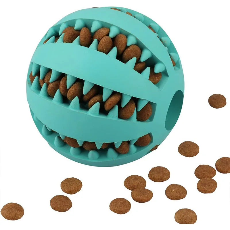 Interactive Rubber Dog Toy Ball with Treat Dispenser