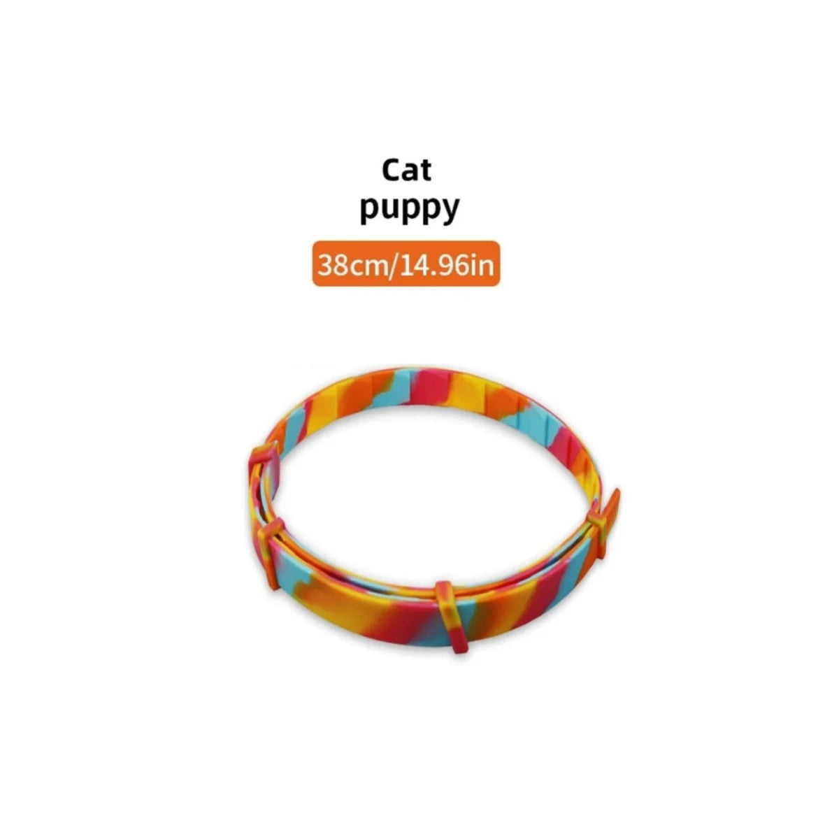 A colorful, adjustable waterproof pet collar for a cat puppy.