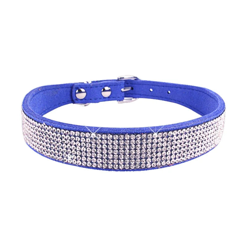 Kristall-Straß-Halsband aus Leder