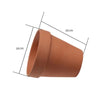 A terracotta ceramic aquarium breeding cave and shrimp shelter shown from the side with dimension lines.