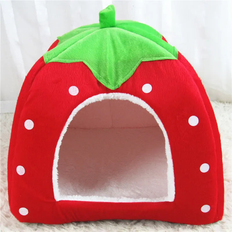 Strawberry Hideaway House and Hay Feeder Set for Small Pets