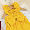 Vintage Corduroy Pet Dress with Bow and Ruffle Skirt