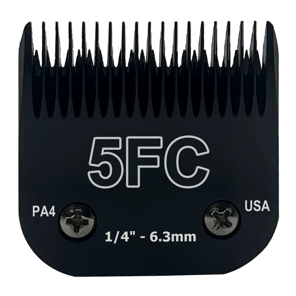 A black professional detachable dog clipper blade featuring a serrated comb and mounting holes.