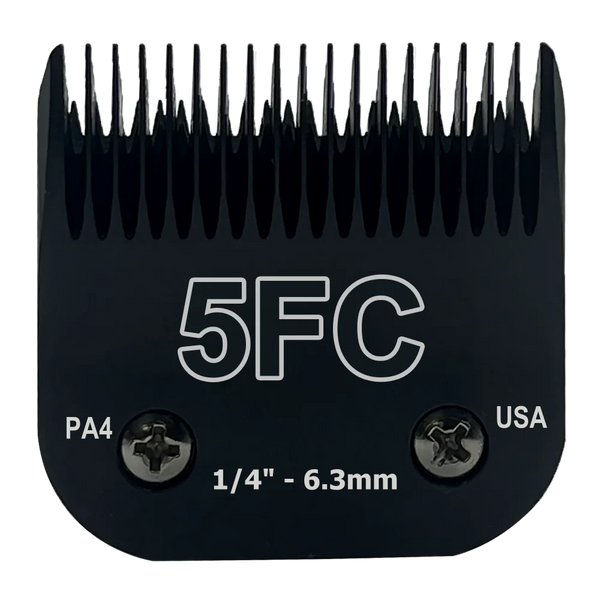 A black professional detachable dog clipper blade featuring a serrated comb and mounting holes.