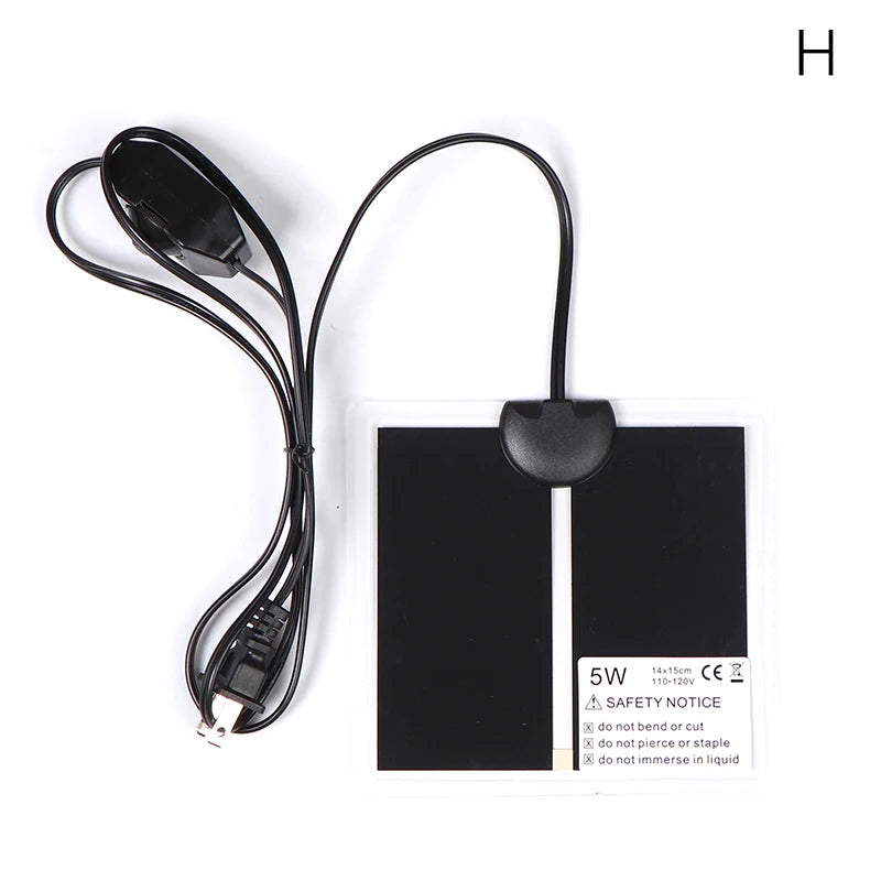 Schwarze, verstellbare Heizmatte für Haustiere mit Kabel und Netzadapter für Reptilien und Amphibien