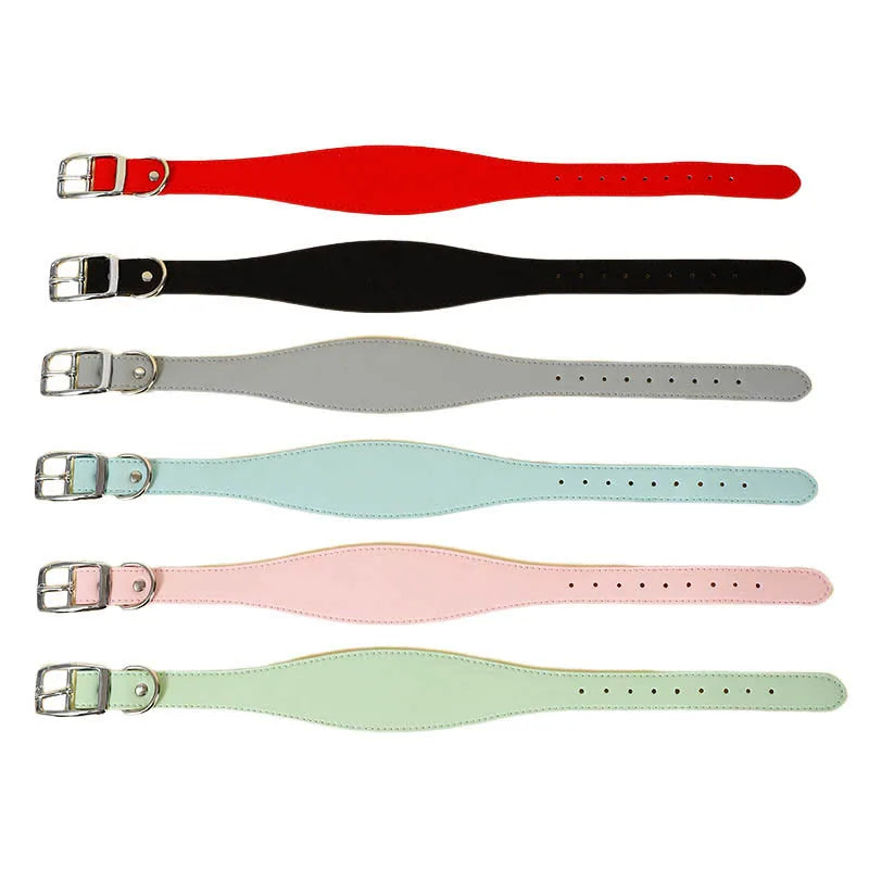 Wide Leather Dog Collar for Long-Necked Breeds