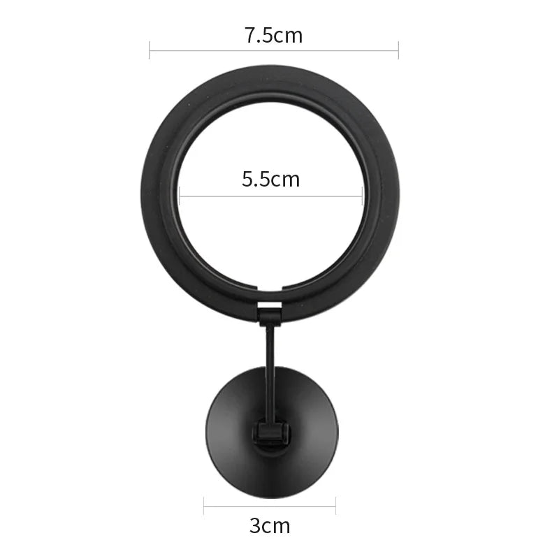 Black aquarium feeding ring with a suction cup mount and a 7.5cm diameter.