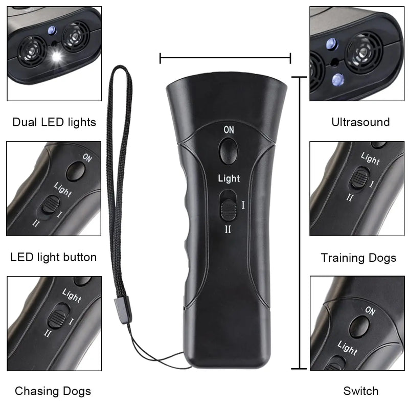LED Ultrasonic Dog Repeller - Anti Barking Training Device